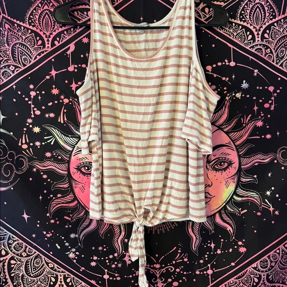 Striped Pastel Pink and White Blouse